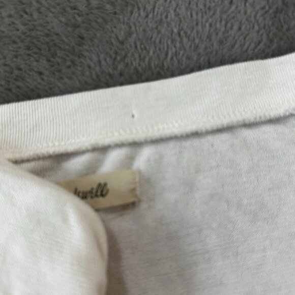 Madewell Double Face V-Neck Long Sleeve Tee Shirt Women's LARGE Cream Cropped - Picture 9 of 9